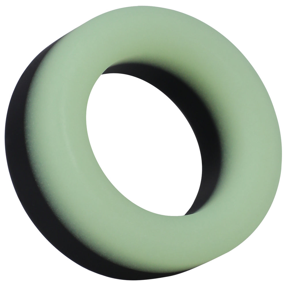 Cockring Phosphorescent The Big O 32 mm Noir-Vert - RockSolid by Doc Johnson - Cockrings Flexibles