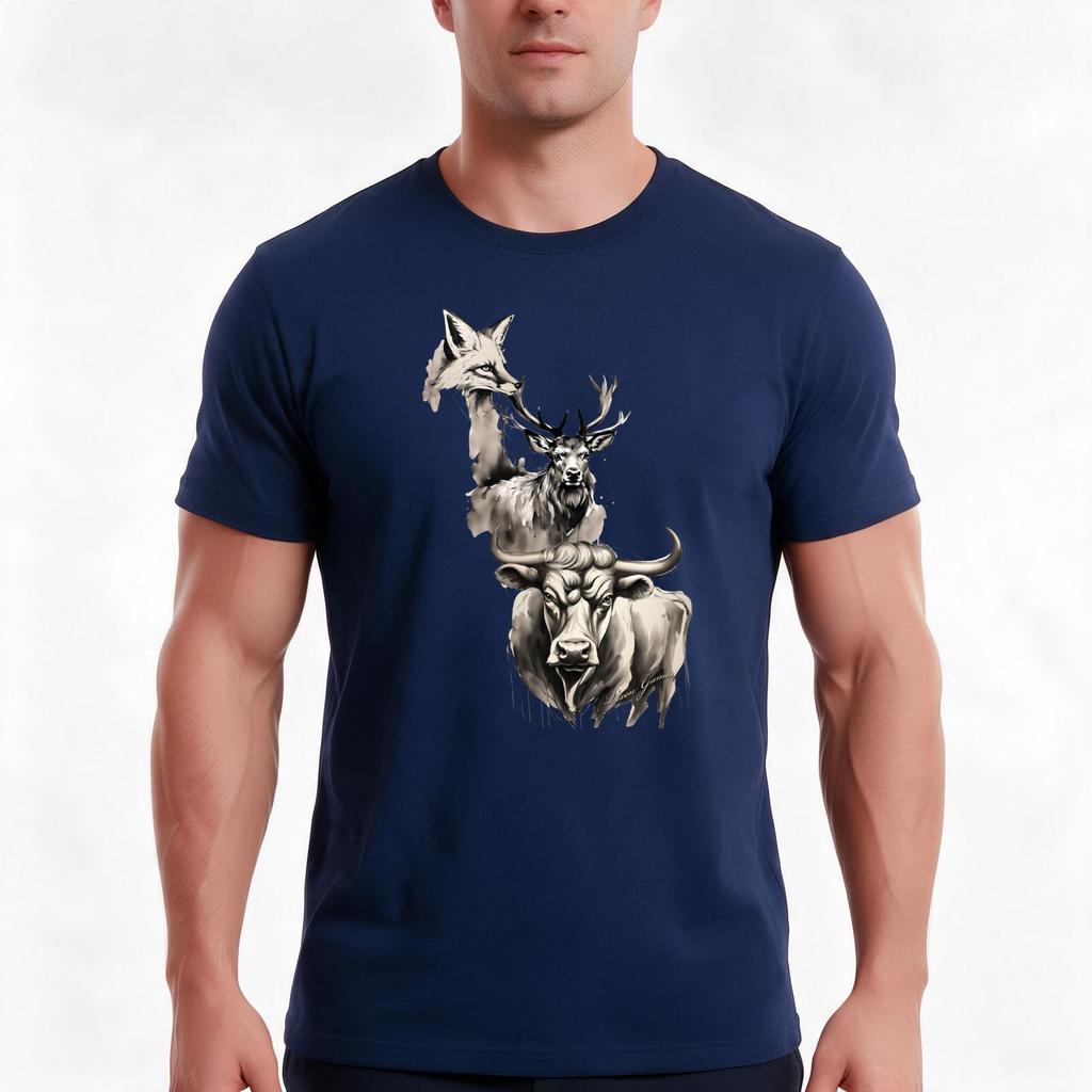 Stag Vixen And Bull Ink Tshirt Summer Casual Cotton Tee Oversized Streetwear Tops Vintage Graphic Print Unisex Unisex Unisex
