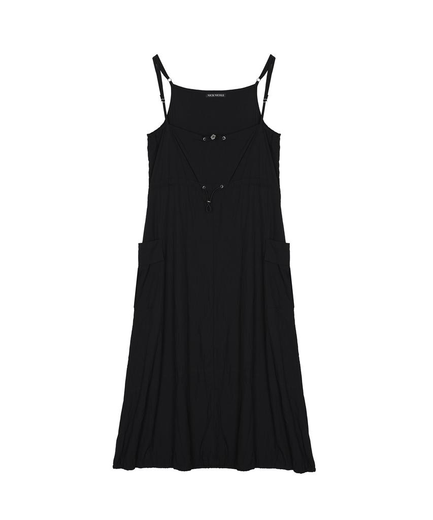 Nigaennikol String Cargo Detail Dress_Black