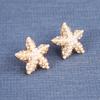 Starfish Shape Stud Earrings with Imitation Pearls and Rhinestones Gold Plated Metal Base Elegant Ocean Inspired Jewelry for Women