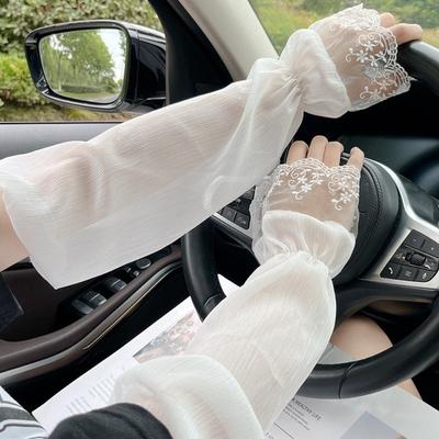 Anti-UV Driving Gloves Breathable Floral Lace Gloves Fashion Sun Sleeves