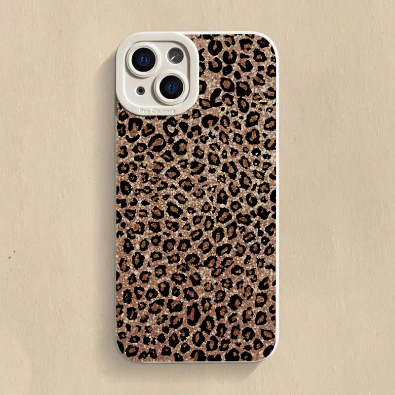 Brown Leopard Print Silicone Phone Case For iPhone 17 16 15 14 13 12 11 Pro Max 17Air 16E XS X XR 7 8 Plus Shockproof Soft Cover
