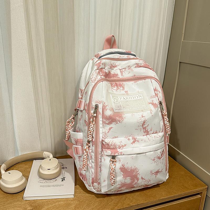 New national style versatile tie-dye backpack student large-capacity simple schoolbag female niche personality casual backpack female