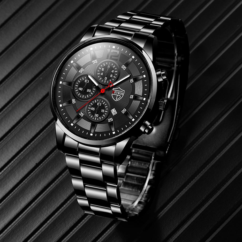 Neue Herren Mode Große Zifferblatt Uhr Kalender Uhr Freizeit Uhr Herren Edelstahl Uhr Quarz Uhr