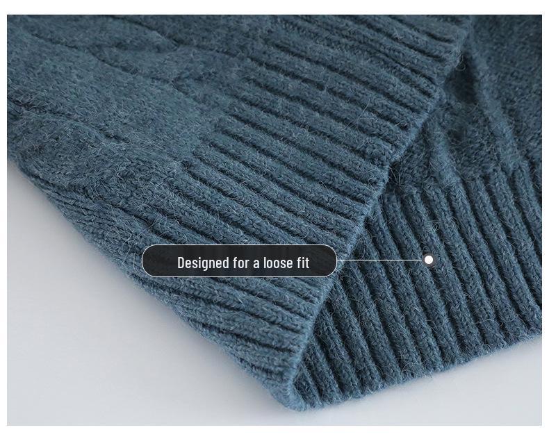 Men's Thickened V-Neck Knitted Sweater - 2024 Autumn/Winter Casual Base Layer