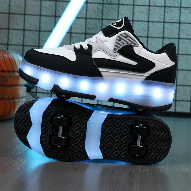 Luminous Four-wheel Roller Skates with Lights, Shoes with Wheels, Pulley Shoes
