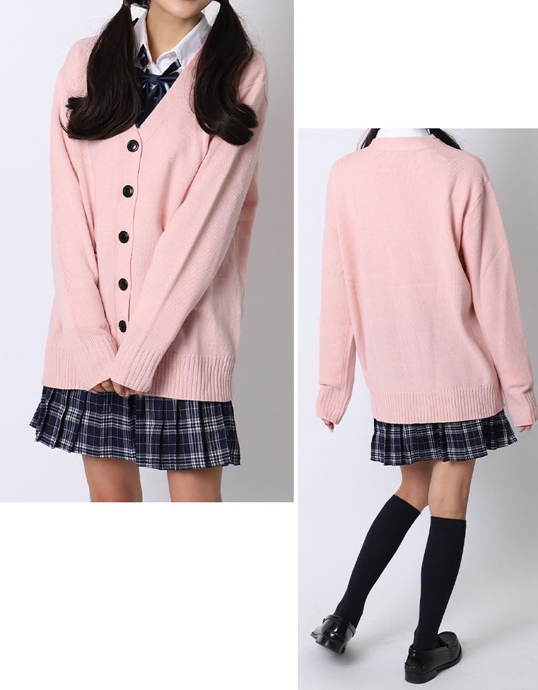 BLACK QUEEN School Free Size for High School and Junior High School Girls Women's Sweater, Size, Pink, M,