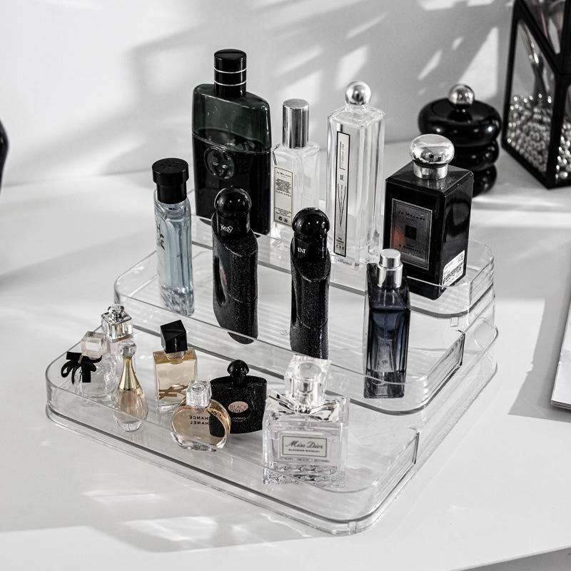 Desktop Perfume Shelf Dresser Cosmetics Storage Box Acrylic Light Luxury Ins Transparent Ladder Display Stand