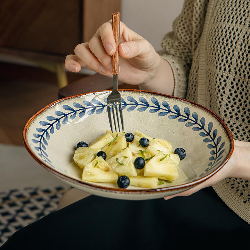 Plate 9-Inch Lotus Leaf Plate Premium Salad Plate Vegetable Plate Special-Shaped Ceramic Deep Plate Outlet