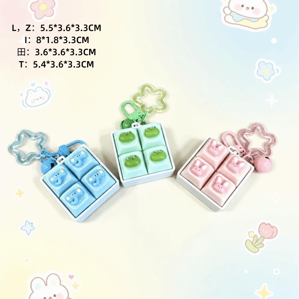 Compact Size Stress Relief Keychain Clickable Buttons Interactive Keyboard Toy Students