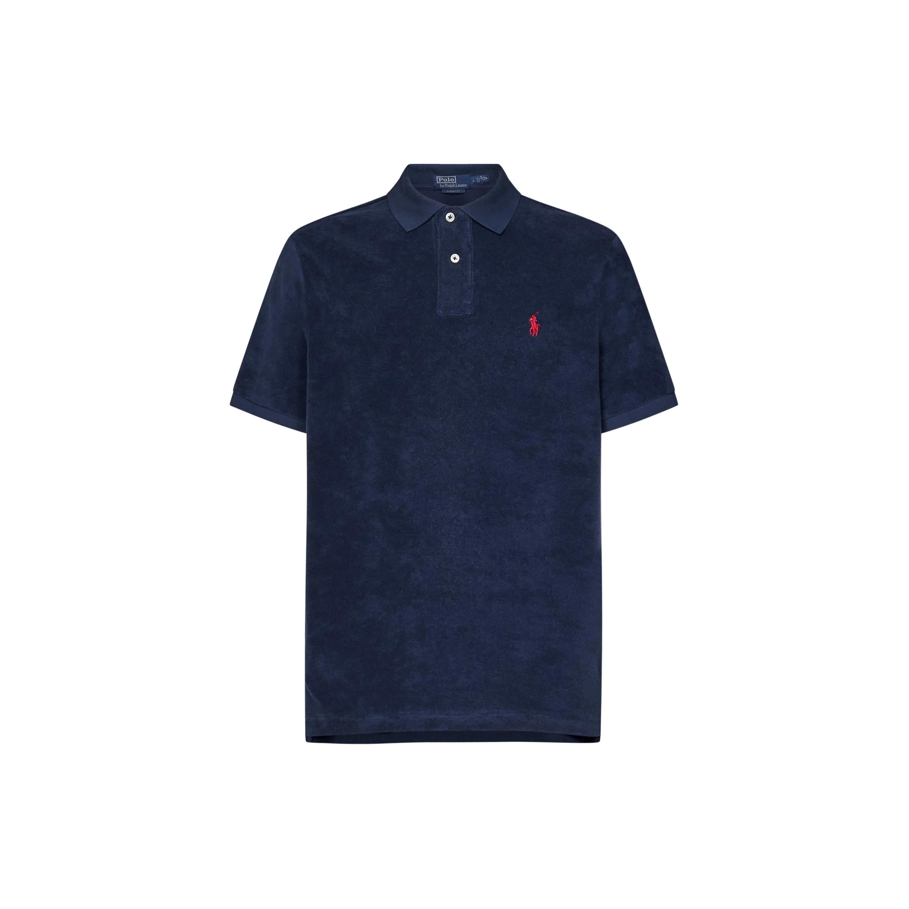 

Polo Ralph Lauren Футболка-поло с принтом значка, приталенного кроя, с коротким рукавом, мужская, топы, синий, 710935046-001 S