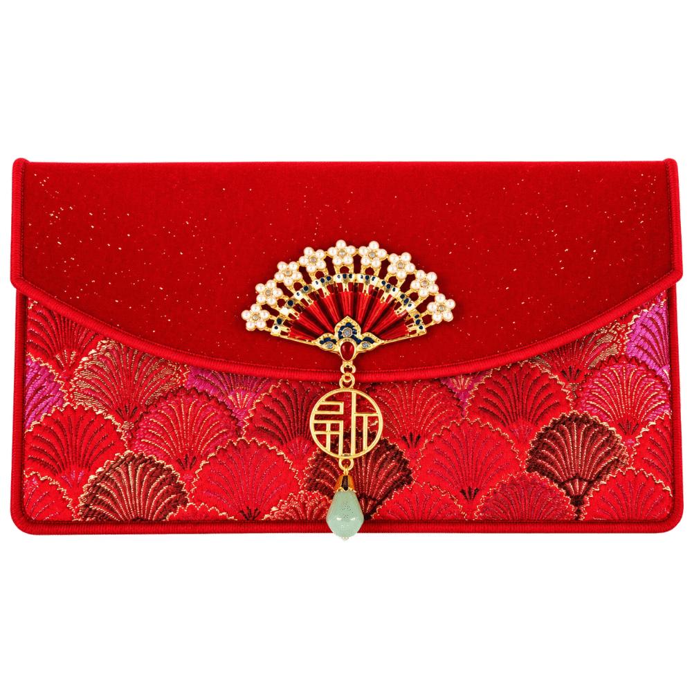 Premium Brocade Red Envelopes Exquisite Tassel Elegant Fan Decor Spring Festival Hongbao Soft Texture Reusable Cloth