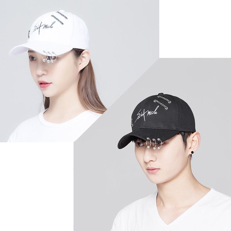 Casual Baseball Cap Letter Sport Cap Trendy Peaked Cap with Ring All-match for Outdoor Hiking Riding Camping Cycling