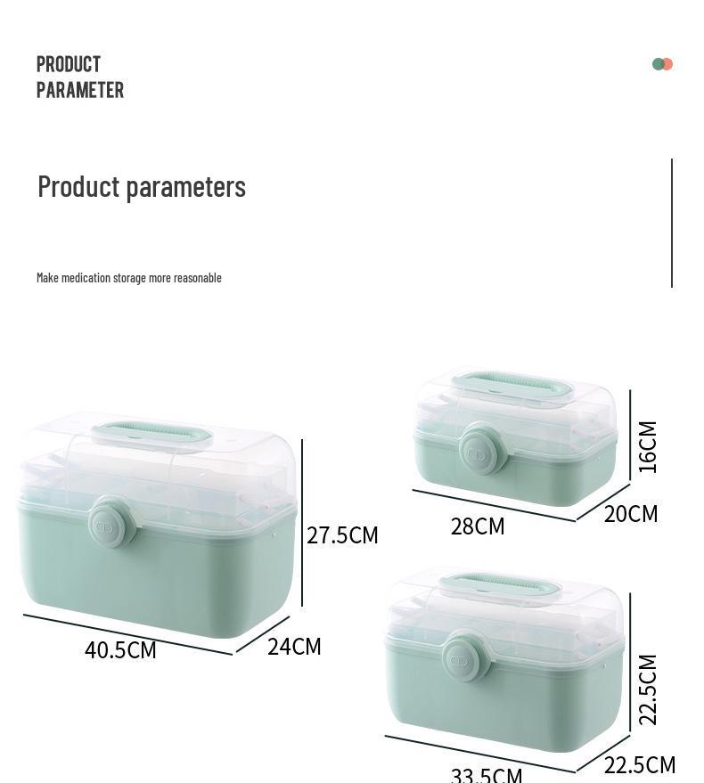 Portable Multi-layer Plastic First Aid Box: Large-Capacity Medical and Pill Storage for Household Use