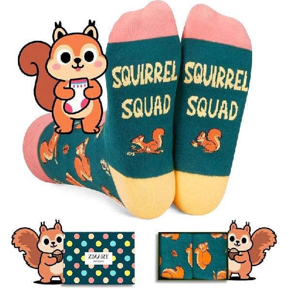 Zmart Funny Squirrel Gifts - Squirrel Socks for Women Men, Novelty Cute Socks for Teens Squirrel Squad
