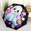 1pc Cute Ghost with Flowers Umbrella with Plastic Handle,Suitable for All Seasons UmbrellaPT585