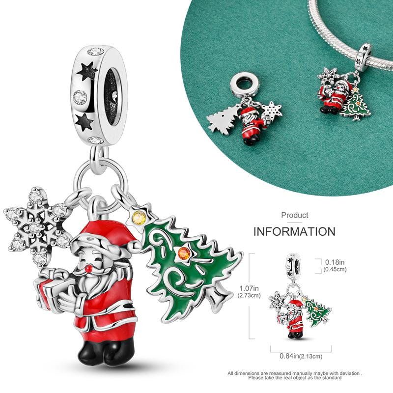 Copper Charms Winter Series Beads Snowman Penguin Pendant Fit Women Original Bracelet Christmas Diy Jewelry Dangle