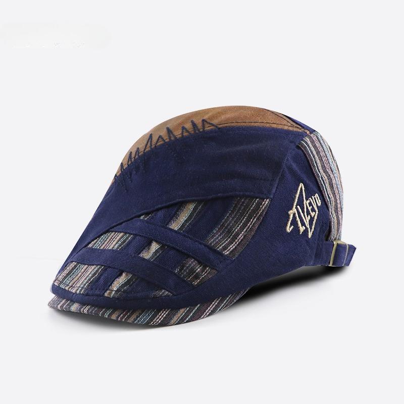 High Quality Men Women Vintage Striped Newsboy Cap Adjustable Chic Casual Cotton Patchwork Flat Male Warm Windproof Gatsby Cap
