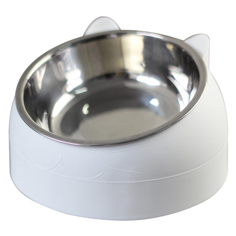 Anti-slip Stainless Steel Cat and Dog Bowls - Elevated Slanted Feeding Bowl with Neck Protection