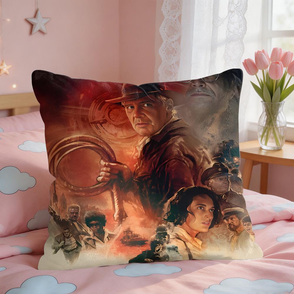 Movie IIndiana JJones Cushion Cover Square Short Plush Pillow Case Living Room Sofa Home Decor Funda X