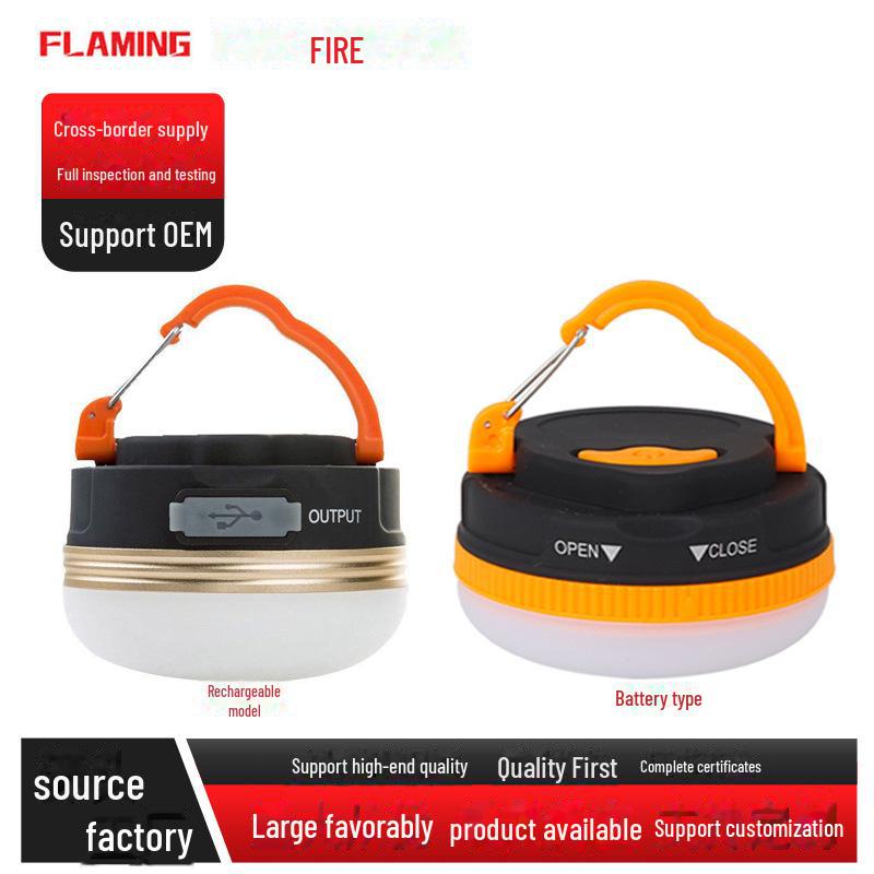 Portable Camping LED Tent Light with Magnet for Hanging - USB Rechargeable Home Emergency Work Light.