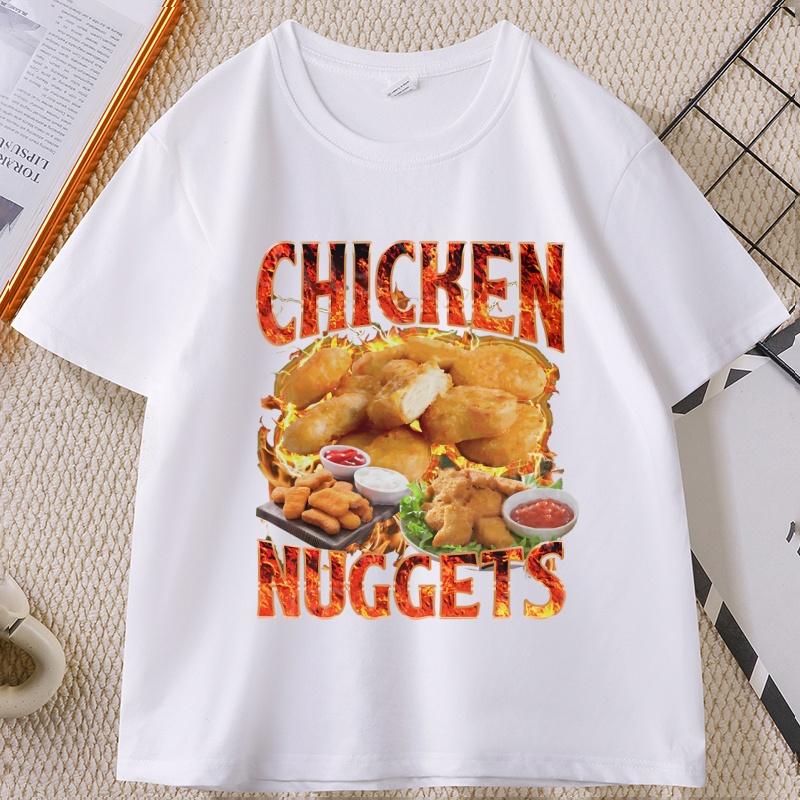 Chicken Nuggets Vintage 90s Graphic Tshirt for Unisex Women Cotton Short Sleeve Round Neck Printed Tshirt Unisex Vintagel Unisex Tops