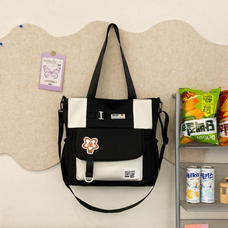 

Студенческий школьный рюкзак большой вместимости для девочек, легкий, для учениц средней и старшей школы, многофункциональная сумка через плечо, ручная сумка чёрный