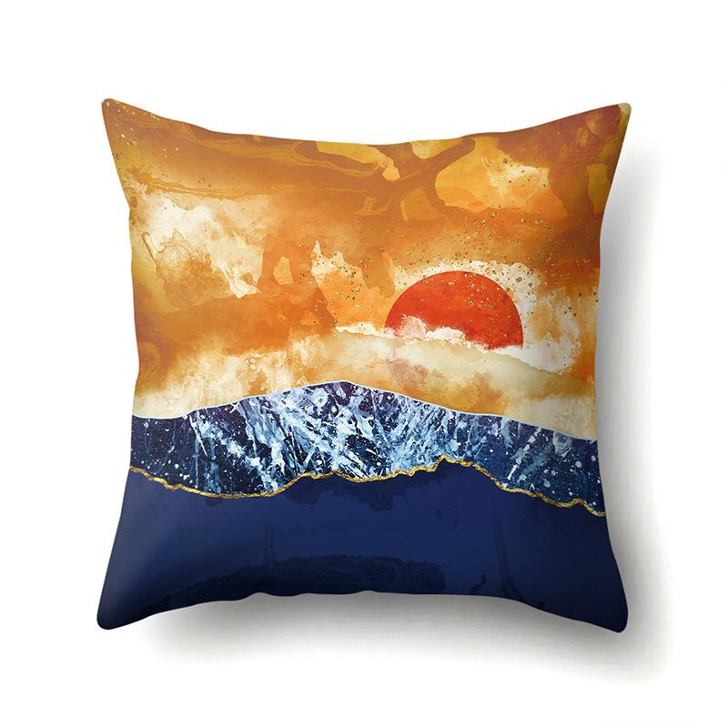 Polyester Pillowcase Automobile Decoration Mountain Home Print Pillowcase Waist Cushion Cover Bedside Cushion Cover Bedside Cushion Cover