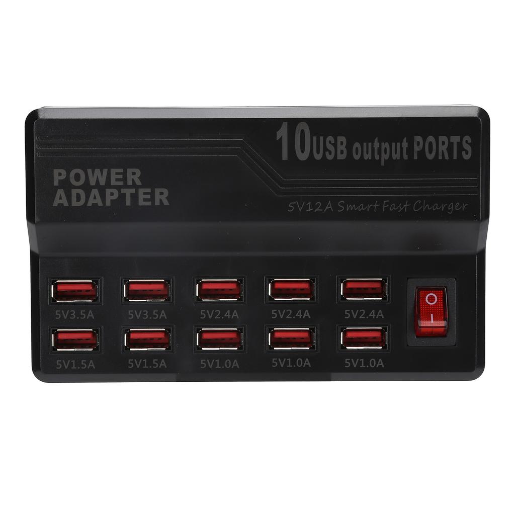 USB Smart Charger 10 Ports 12A Fast Charging Station Power Hub Strip Plug Dock Block