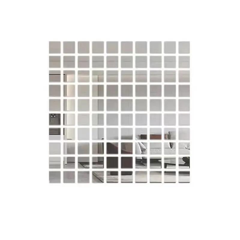 3D Square Wall Stickers Mosaic Mirror Wall Decal Acrylic DIY Mural for Living Room Bedroom Art Home Decor 2/3/4cm Large
