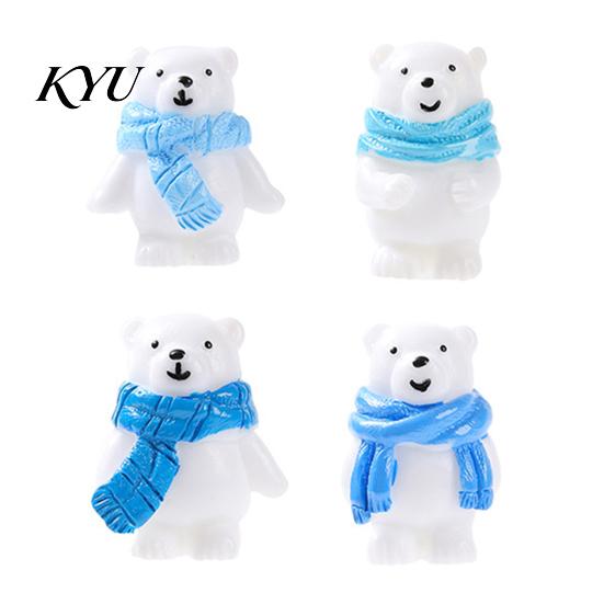 Blind Box Matching Accessories 4Pcs Polar Bear Micro Landscape Ornaments, Resin Miniature Figurines, Tiny Animal Holiday Gift Fillers Figurines