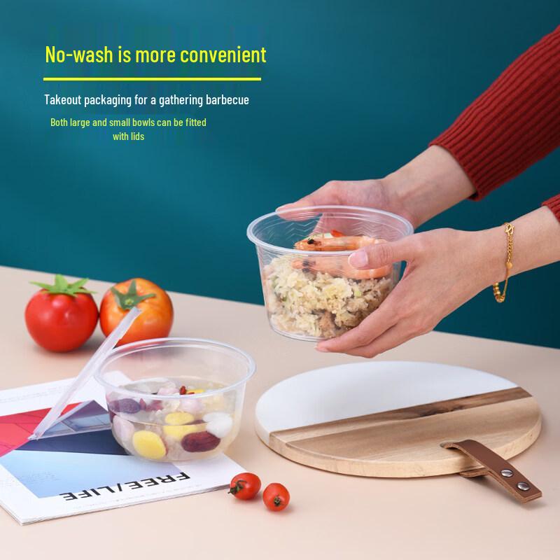 Disposable Round Plastic Bowl with Lid