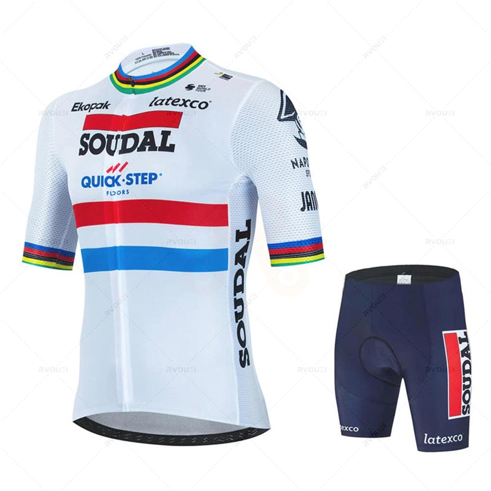 2026 Lidl Soudal Quick Step Letní cyklistický dres MTB s krátkým rukávem Cyklistická sada Sada cyklistických kraťasů MTB Ropa Ciclismo Cyklistická trička Maillot