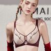 French Letter Embroidery Semi-transparent Mesh Heart Cup Bra Light and Thin Breast-revealing Small Memory Wire Support Bra