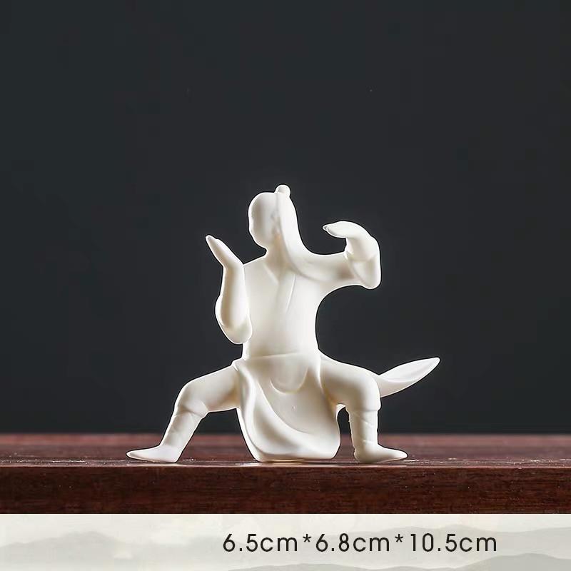 Keramik-Tai-Chi-Figuren, Büro-Desktop-Dekoration, Teetisch, weißes Porzellan, Zen-Ornamente, Bonsai-Blumentopf, Kunsthandwerk