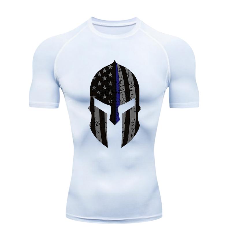 Spartan Helmet Pattern 2026 Men's Sports T-shirt Training Fitness Compression Short Sleeve Rashguard for Men