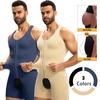 Herren Premium Kompressions Formwäsche Ärmellos Ganzkörperformer Bauchkontrolle Bodysuit Offener Schritt Po-Lifter Haken Unterwäsche Schlankmachende Weste