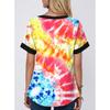 Women Fashion Short Sleeve T-Shirts Flower Print Bandage V-Neck Summer Tee Loose Casual Blouse Plus Size