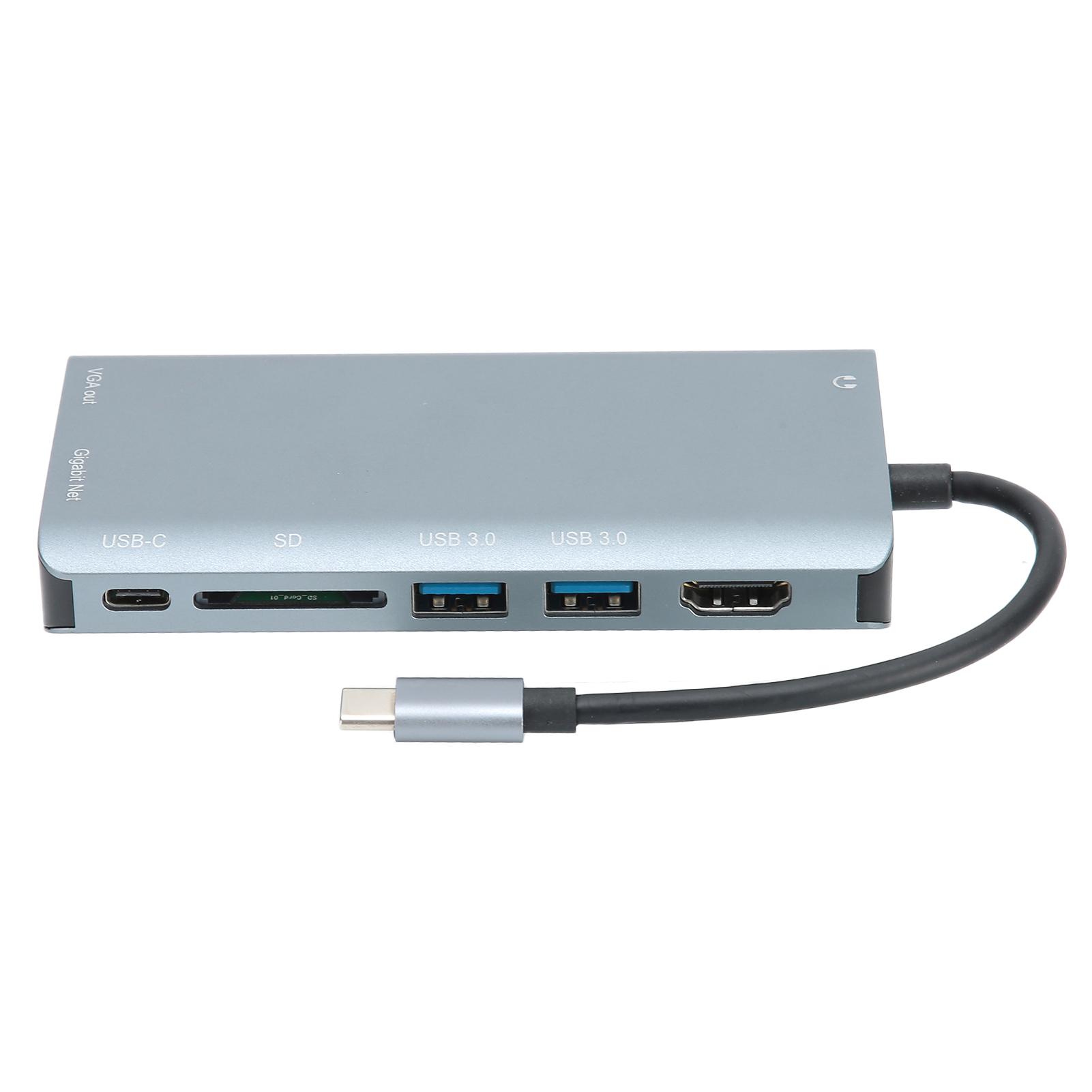 

USB3.0 концентратор 8-в-1 адаптер типа C 4K HDMI VGA USB алюминиевый сплав компьютерные принадлежности