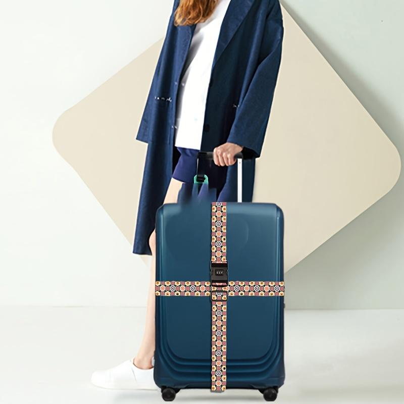 Secure Travel Luggage Straps 2pcs Set 1pc Strap 1pc Boarding Pass Multi Sided Colored One Character with Buckle Code Lock