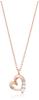 Silver Pink Gold Plated Cubic Zirconia Heart Necklace Earrings 2 Piece Set with Pouch [Ester] 0785-0017-0000-0000