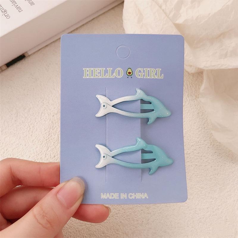 2pcs/set Cute Cartoon Dolphin BB Hair Clip For Children Girls Versatile Bangs Hair Clip Fashion Side Clip Hair Accessories Gifts