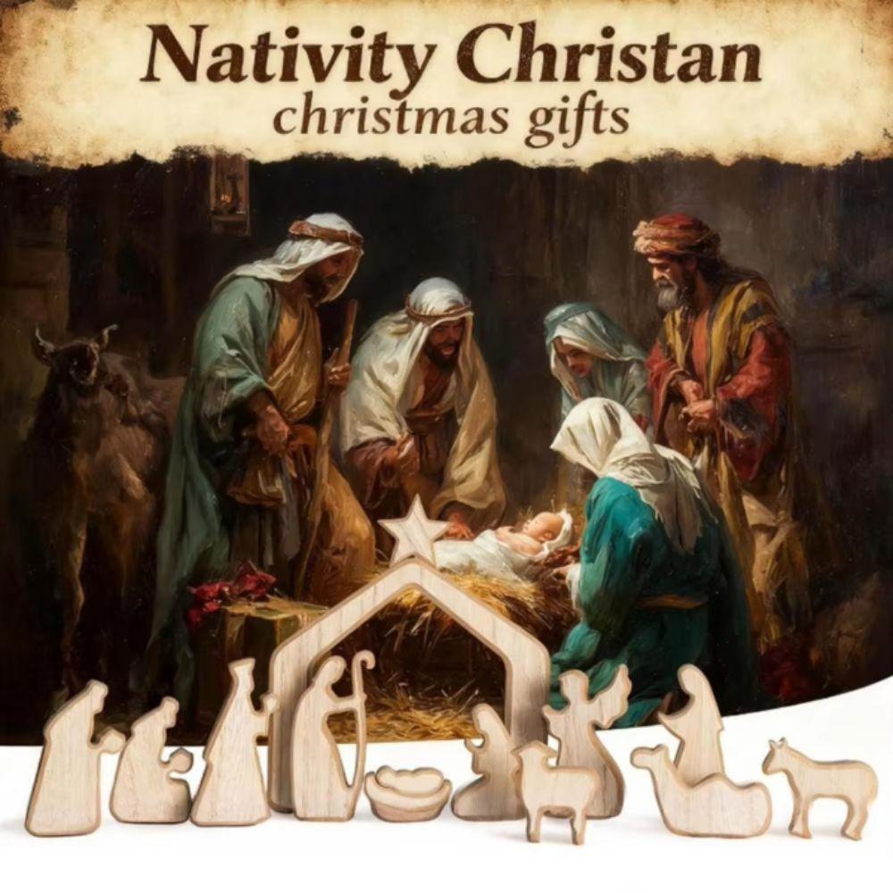 Mini Nativity Scene Decorations Stable Wooden Nativity Scene Set Nativity Scene Table Centerpiece