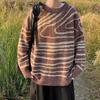 Sweater Men's Ins Color Matching Pattern Student Round Neck Sweater Loose Fashion Sweater Autumn and Winter
