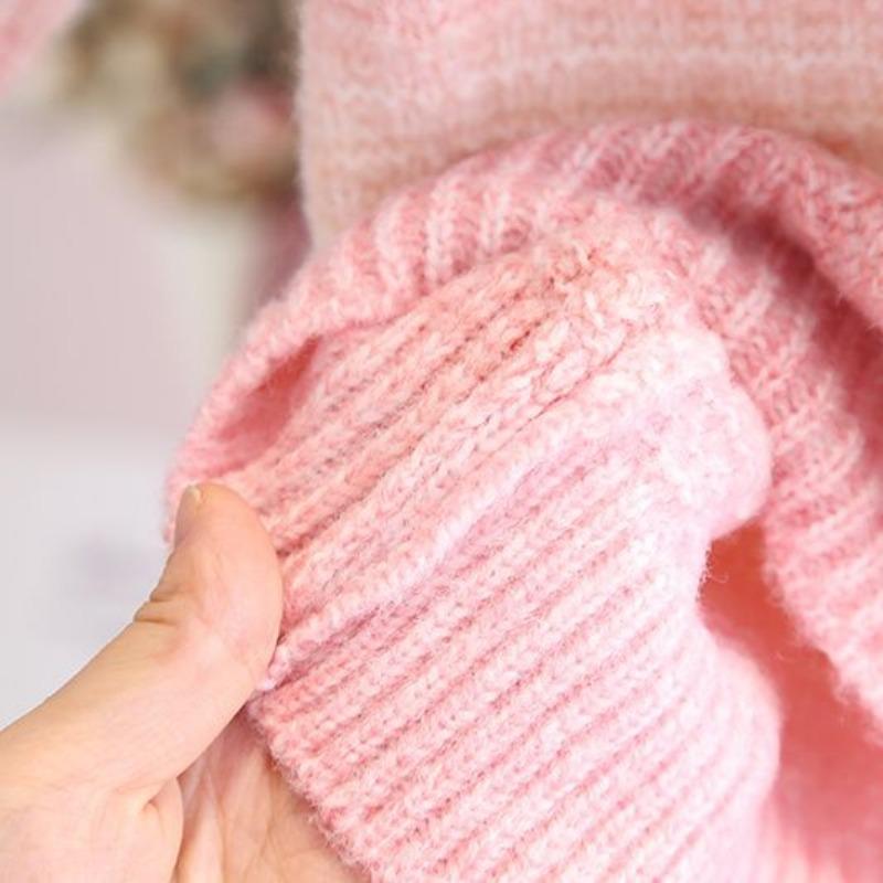 Princeznovský krajkový svetr pro zimní dívky, silný pletený svetr s pulovrovým topem