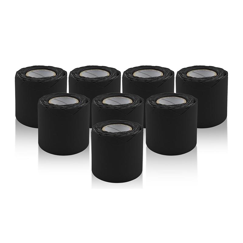 

A95I-For Classroom, School Office Decor,Black Scalloped Bulletin Board Border 8 Rolls Trim Paper