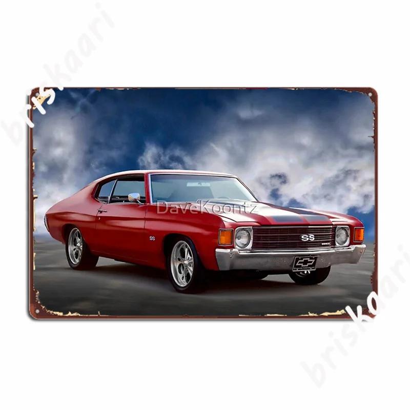 

1972 Chevelle Malibu Ss Металлические Знаки Настенная Живопись Настроить Настенную Роспись Кухня Жестяная Табличка Постеры 20x30cm（7.8x11.8inch）