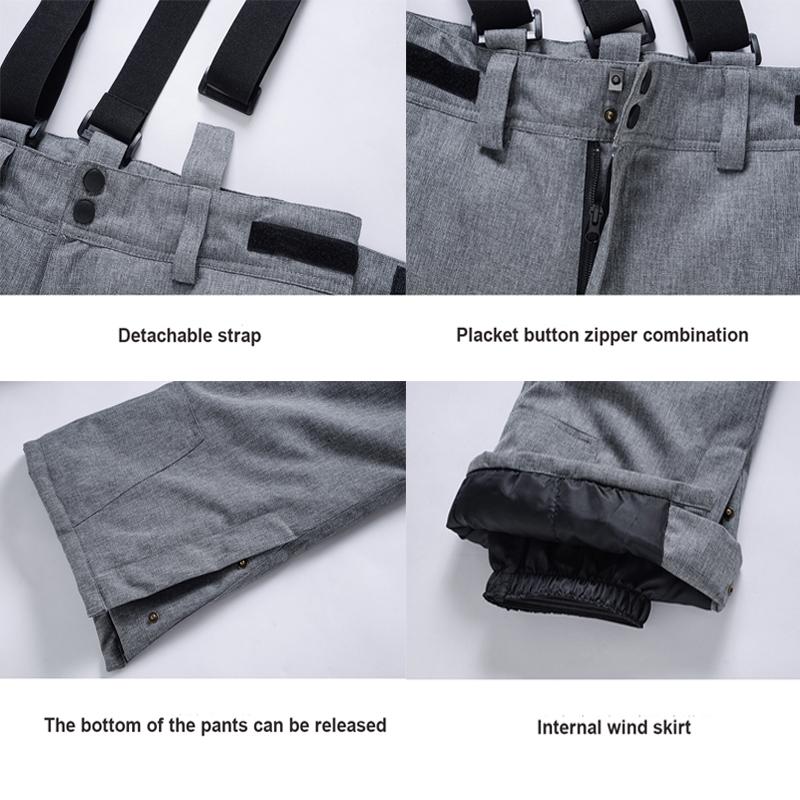 Men Women Winter Thick Warm Skiing Pants Windproof Waterproof Suspender Trousers Snow Snowboard Pants Plus Size