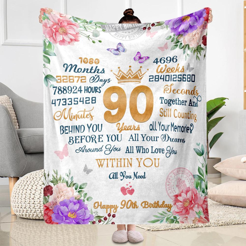 1 pezzo Coperta Celebrazione 90° Compleanno Morbida e Calda per Divano Ufficio Campeggio Viaggio Soggiorno Ottimo Regalo per Amici e Famiglia Comoda