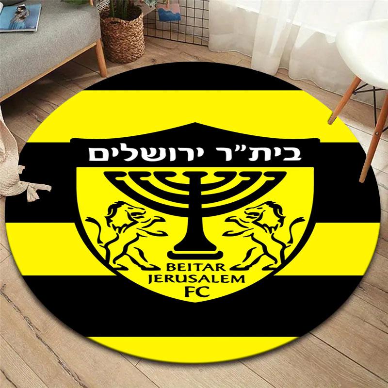 Beitar Jerusalem Runder Teppich, Teppich für Wohnzimmer Schlafzimmer Sofa Spielzimmer Dekor, Rutschfeste Bodenmatte